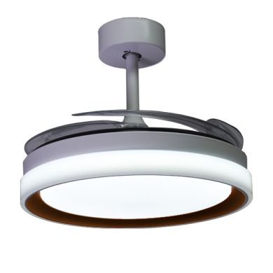 Ventoinha tecto KIGALI branca/castanho, 4 palas retráteis, 72W LED 3000|4000|6000K Alt.35xD.108/50cm