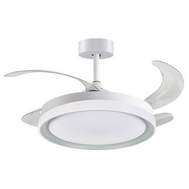 Ventoinha de tecto KIGALI branca/prata, 4palas retráteis, 72W LED 3000|4000|6000K, Alt.35xD.108/50cm