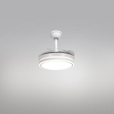 Ventoinha de tecto ASGARD MINI branca, 4 palas retráteis, 48W LED 3000|4000|6000K, Alt.45xD.91/40cm