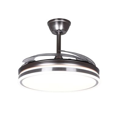 Ventoinha de tecto ASGARD níquel, 4 palas retráteis, 72W LED 3000|4000|6000K, Alt.35xD.108/50cm