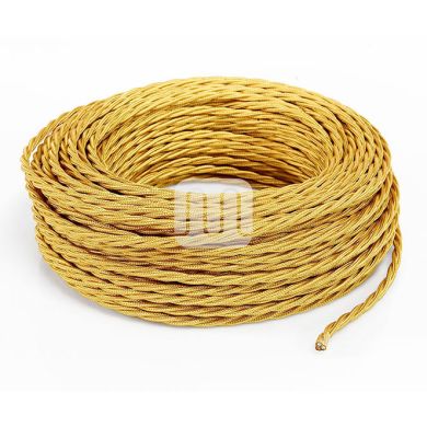 Twisted fabric covered electrical cable H05V2-K FRRTX 3x0,75 D.6.4mm gold
