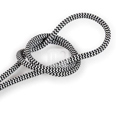 Cable eléctrico cubierto con tela redonda flexible H03VV-F 2x0,75 D.6.2mm negro/blanco TO112
