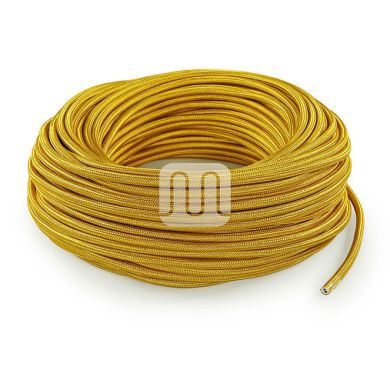 Cable eléctrico cubierto con tela redonda flexible H03VV-F 2x0,75 D.6.2mm dorado TO68