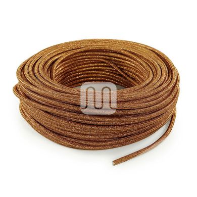 Flexible round fabric covered electrical cable H03VV-F 2x0,75 D.6.2mm lamé copper TO454