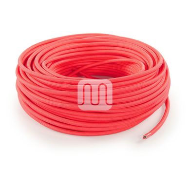 Cable eléctrico cubierto con tela redonda flexible H03VV-F 2x0,75 D.6.2mm fucsia fluorescente TO81