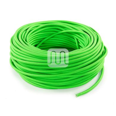 Flexible round fabric covered electrical cable H03VV-F 2x0,75 D.6.2mm fluo green TO67