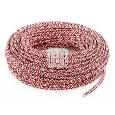 Flexible round fabric covered electrical cable H03VV-F 2x0,75 D.6.2mm fuchsia TO300