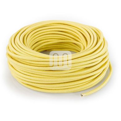 Flexible round fabric covered electrical cable H03VV-F 2x0,75 D.6.8mm yellow TO418