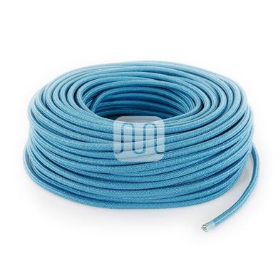Flexible round fabric covered electrical cable H03VV-F 2x0,75 D.6.8mm turquoise TO419