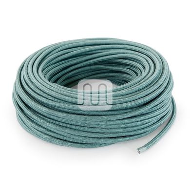 Cable eléctrico cubierto con tela redonda flexible H03VV-F 2x0,75 D.6.8mm verde salvia TO420