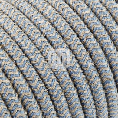 Cable eléctrico cubierto con tela redonda flexible H03VV-F 2x0,75 D.6.8mm arena/azul TO446