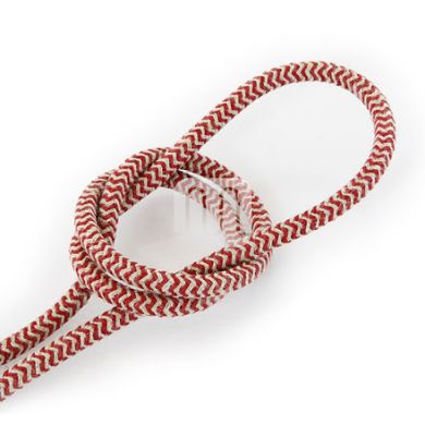Cable eléctrico cubierto con tela redonda flexible H03VV-F 2x0,75 D.6.8mm arena/rojo cereza TO448