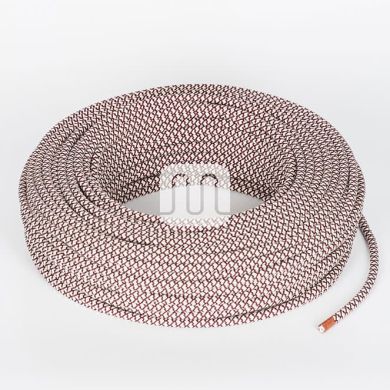 Flexible round fabric covered electrical cable H03VV-F 2x0,75 D.6.8mm cream bordeaux TO501