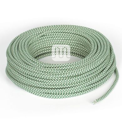 Cable eléctrico cubierto con tela redonda flexible H03VV-F 2x0,75 D.6.8mm beige/verde oscuro TO503