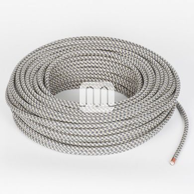 Cable eléctrico cubierto con tela redonda flexible H03VV-F 2x0,75 D.6.8mm grafito/arena TO553