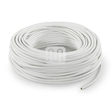 Flexible round fabric covered electrical cable H03VV-F 3x0,75 D.6.4mm white TO53