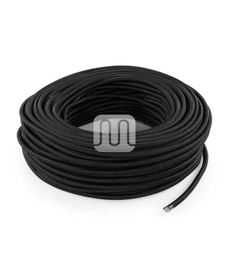 Flexible round fabric covered electrical cable H03VV-F 3x0,75 D.6,4mm black TO62