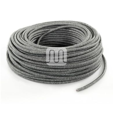 Flexible round fabric covered electrical cable H03VV-F 3x0,75 D.7.0mm canvas grey TO402