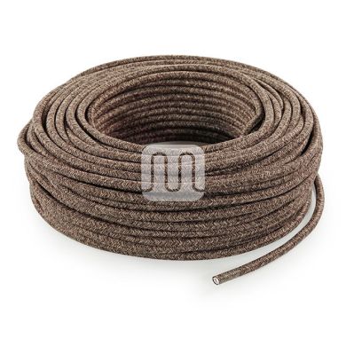 Flexible round fabric covered electrical cable H03VV-F 3x0,75 D.7.0mm canvas brown TO404