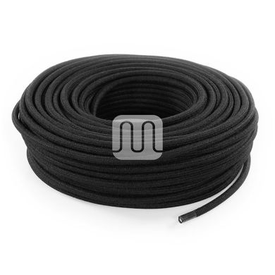 Flexible round fabric covered electrical cable H03VV-F 3x0,75 D.7.0mm black TO414