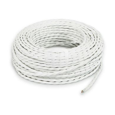 Twisted fabric covered electrical cable H05V2-K FRRTX 2x0,75 D.5.8mm white TR3