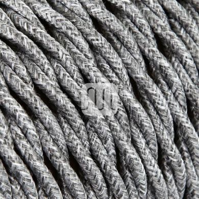 Twisted fabric covered electrical cable H05V2-K FRRTX 3x0,75 D.7.0mm canvas grey TR402