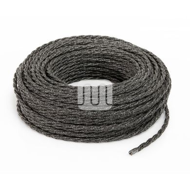 Twisted fabric covered electrical cable H05V2-K FRRTX 3x0,75 D.7.0mm canvas dark grey TR403