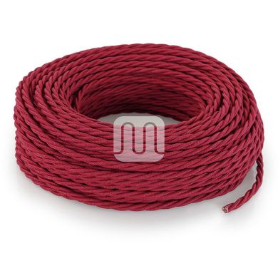 Twisted fabric covered electrical cable H05V2-K FRRTX 3x0,75 D.7.0mm cherry TR422