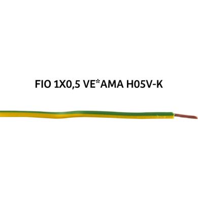 Condutor eléctrico redondo flexível (terra) H05V-K (FV) 1x0,5mm2 verde/amarelo