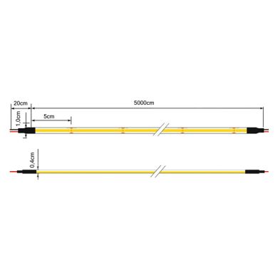 COB LED Strip 230V 20W/m 240LED/m 2700K IP68 1m (multiples of 5m)