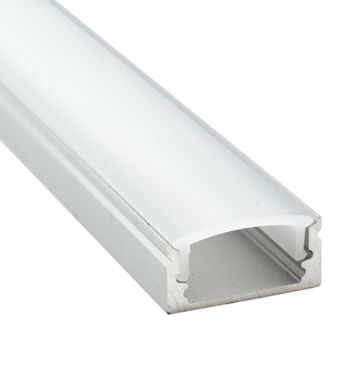 White Profile for LED strip without tabs with opaline diffuser W.17.3xH.7.59mm