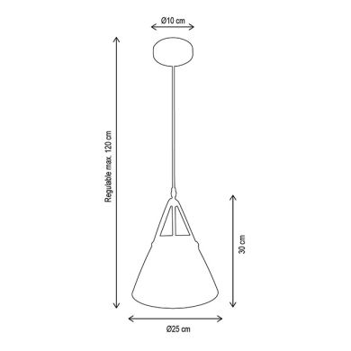 Pendant light RHIN D.25cm 1xE27 in white metal