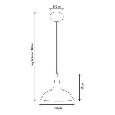 Suspensão KIEL D.25cm 1xE27 em metal preto