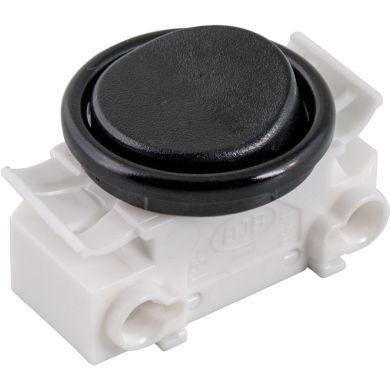 Interruptor plastico blanco con botón y anillo negro
