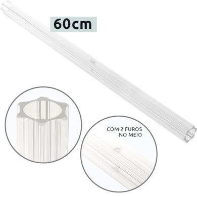 Tube BOTI corrugated made of glass in transparent, with 2 central holes D.2,3xH.60cm