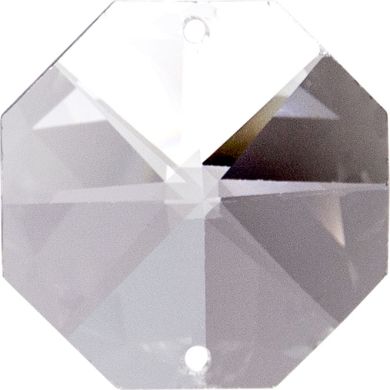 Piedra octógono de cristal D.1,4cm 2 taladros transparente (caja)