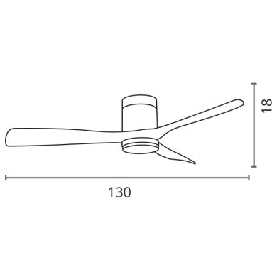 Ventilador DC SIROCO ON blanco/roble, 3 aspas, 40W LED 3000|4000|6500K, Al.18xD.130cm