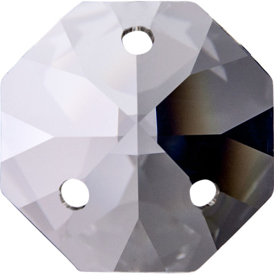 Crystal octagon stone D.1,6cm 3 holes transparent (Box)