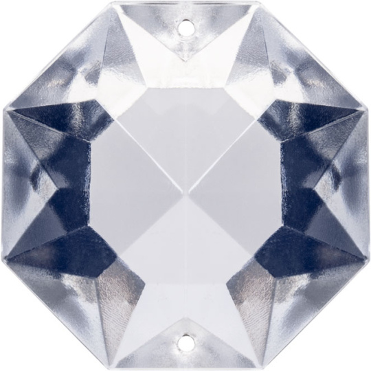 Piedra octógono de cristal D.2,4cm 2 taladros transparente (caja)