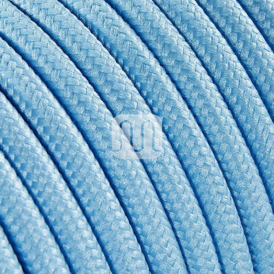 Flexible round fabric covered electrical cable H03VV-F 2x0,75 D.6.2mm light blue TO71