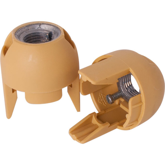 Gold dome for E14 2-pc lampholder w/metal nipple M10 and stem locking screw, thermoplastic resin
