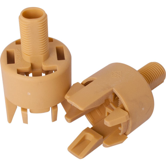 Capa dourada p/suporte E14 de 2-pc c/rosca M10, s/travão, serra cabos integrado, resina termoplástic