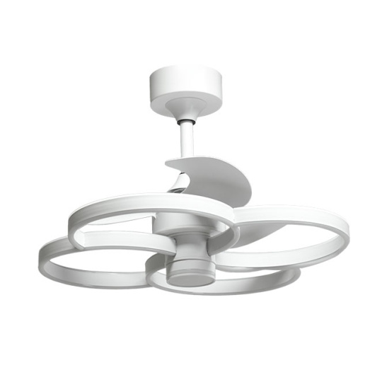 Ventilador DC TREBOL blanco, 3 aspas, 125W+125W LED 3000|4000|6000K, Al.50xD.60cm