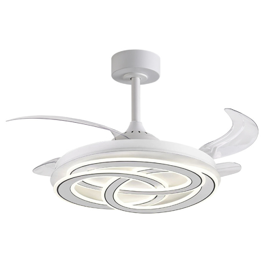 Ventilador DC NUDOS blanca, 4 aspas retráctiles, 200W LED 3000|4000|6000K, Al.35xD.108/50cm