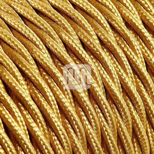 Cabo elétrico torcido revestido a tecido H05V2-K FRRTX 3x0,75mm2 D.6.4mm, em dourado