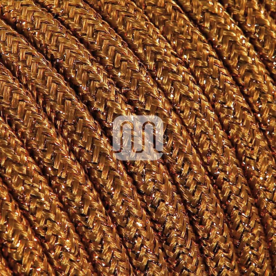 Flexible round fabric covered electrical cable H03VV-F 2x0,75 D.6.2mm lamé copper TO454