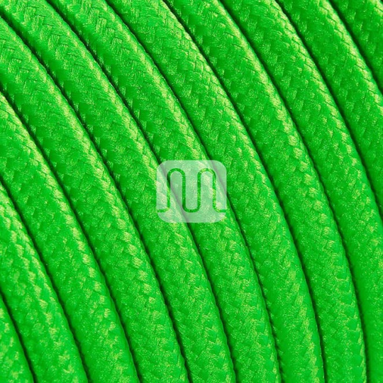 Cable eléctrico cubierto con tela redonda flexible H03VV-F 2x0,75 D.6.2mm verde fluorescente TO67