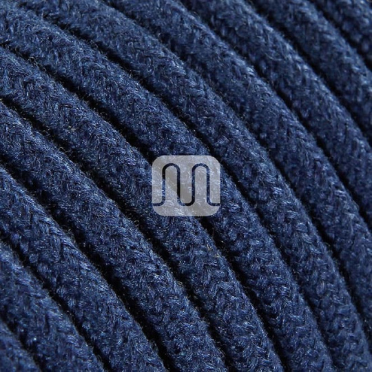 Cable eléctrico cubierto con tela redonda flexible H03VV-F 2x0,75 D.6.8mm azul jeans TO410