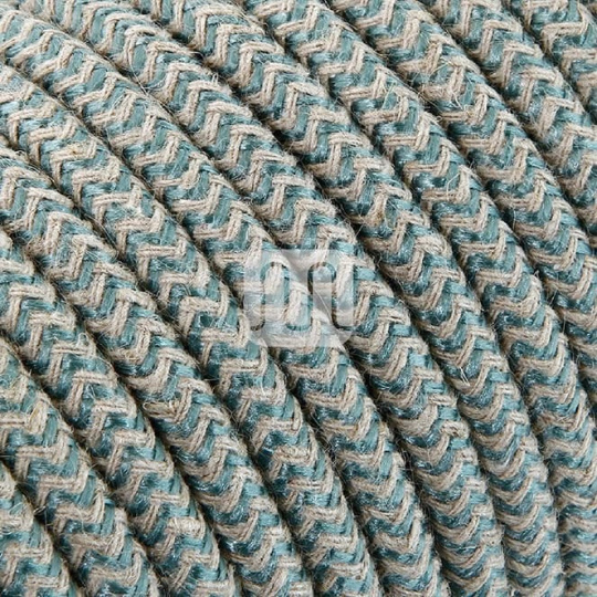 Flexible round fabric covered electrical cable H03VV-F 2x0,75 D.6.8mm sand sage TO451
