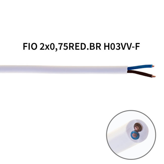 Round cable H03VV-F 2x0,75mm2 white
